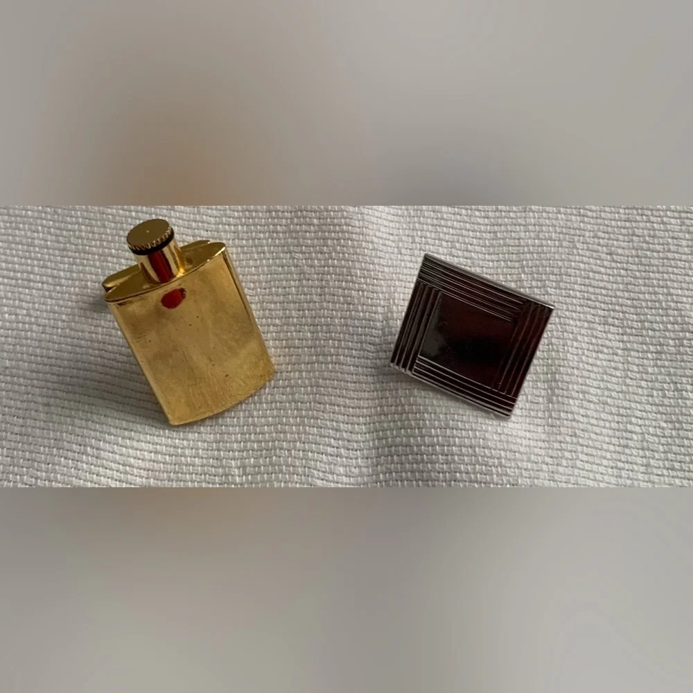 Vintage Gold-Tone Flask Cufflink and Vintage Sliver-Tone Square Cufflink